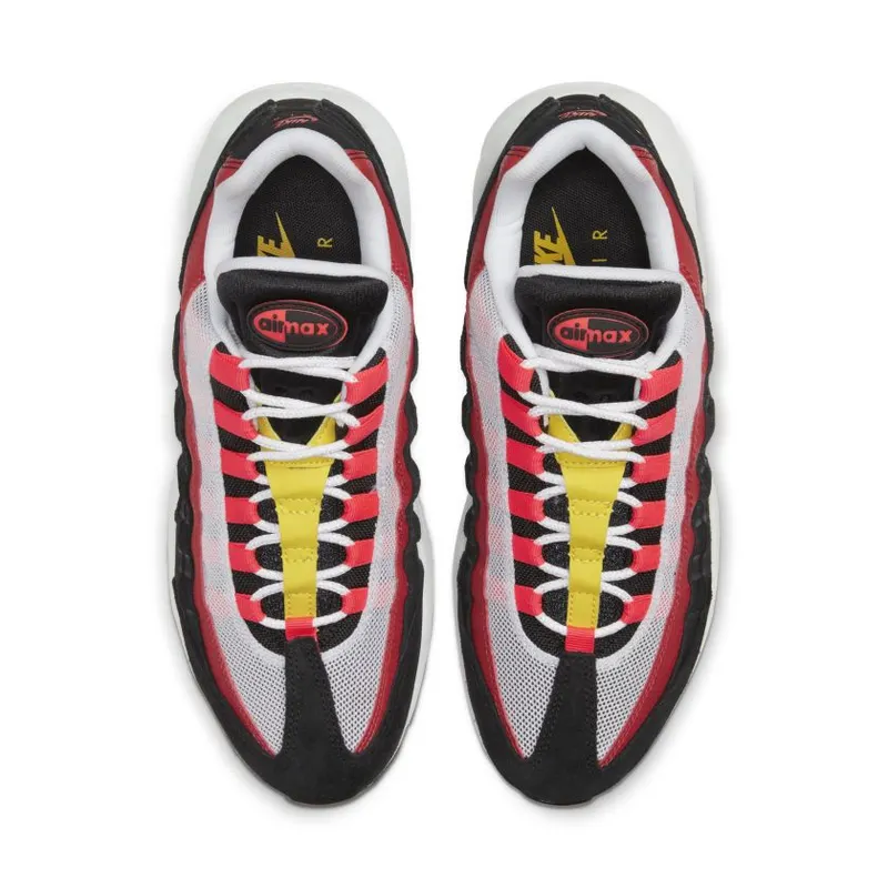 Nike Air Max 95 Black Crimson Yellow Black/Platinum Tint-Crimson-Electric Green (AT9865-101)