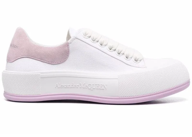 Alexander McQueen Deck Skate Plimsoll Lace-Up White Pink (654593W4MV79490)