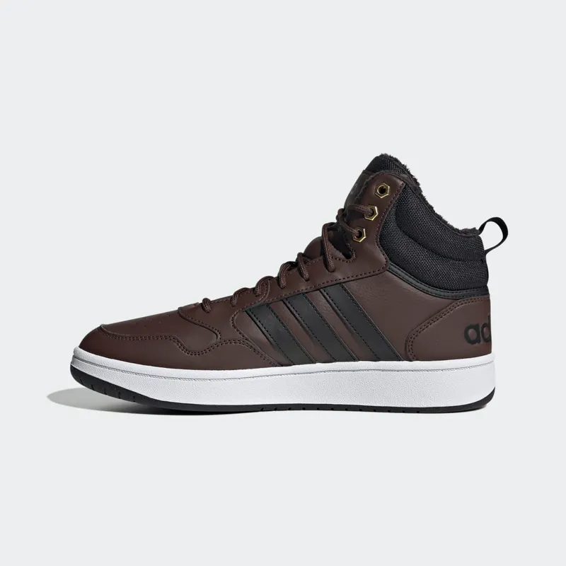 adidas Hoops 3.0 Mid Lifestyle Basketball Classic Winter Shoes Brown / Core Black / Gold Metallic (GZ6680)