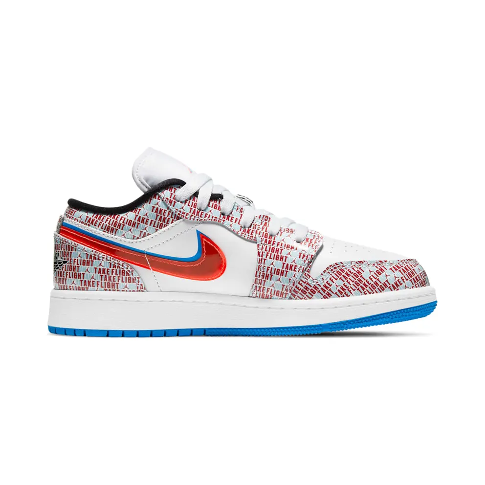 Jordan 1 Low SE Take Flight (GS) White/Blue Hero-Bright Crimson-Black (DD1527-114)