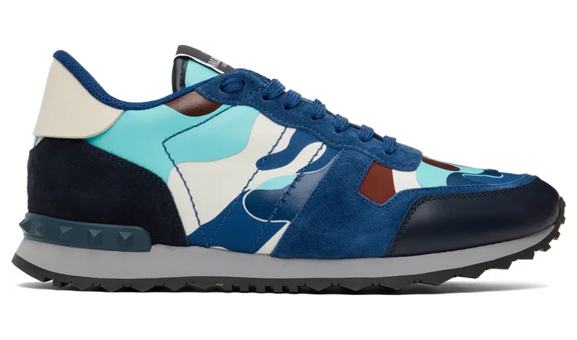 Valentino Garavani Blue Camouflage Rockrunner Sneakers (XY2S0723TCC)