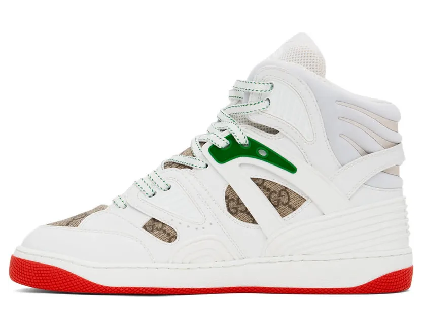 Gucci White ‘Gucci Basket’ Interlocking G Sneakers (673077 2SHG0) (3)
