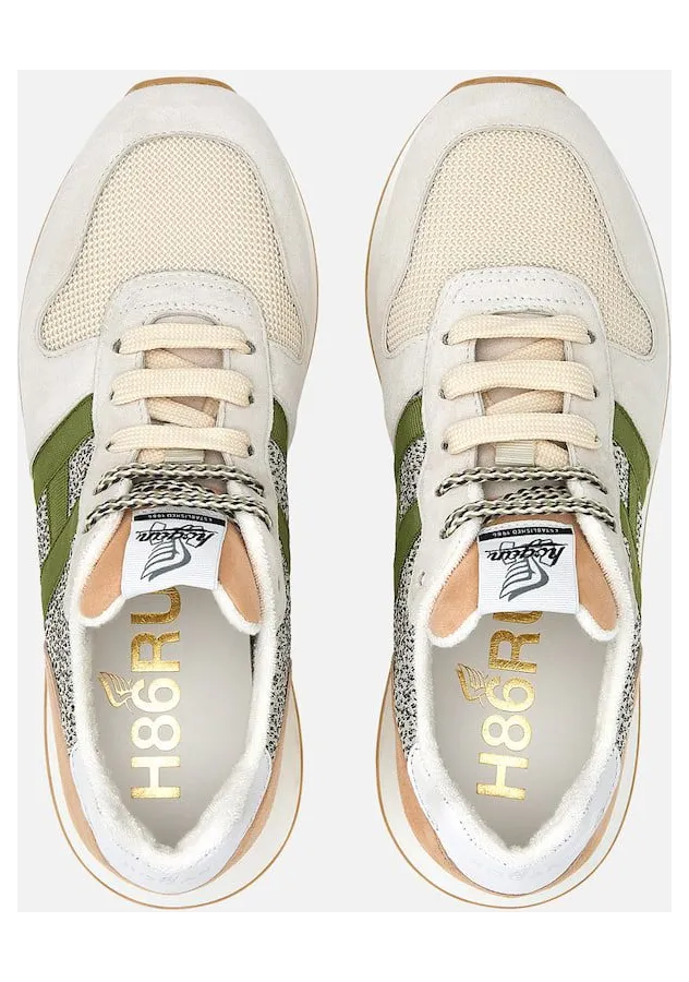 Sneakers Hogan H383 Beige Pink Green (HXW4290CM40R580UAT) (3)
