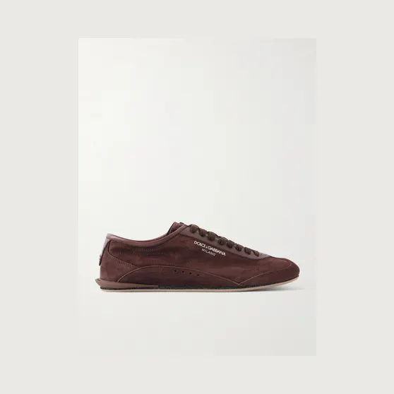 Dolce&Gabbana Leather-Trimmed Suede Sneakers Brown (CS2473)