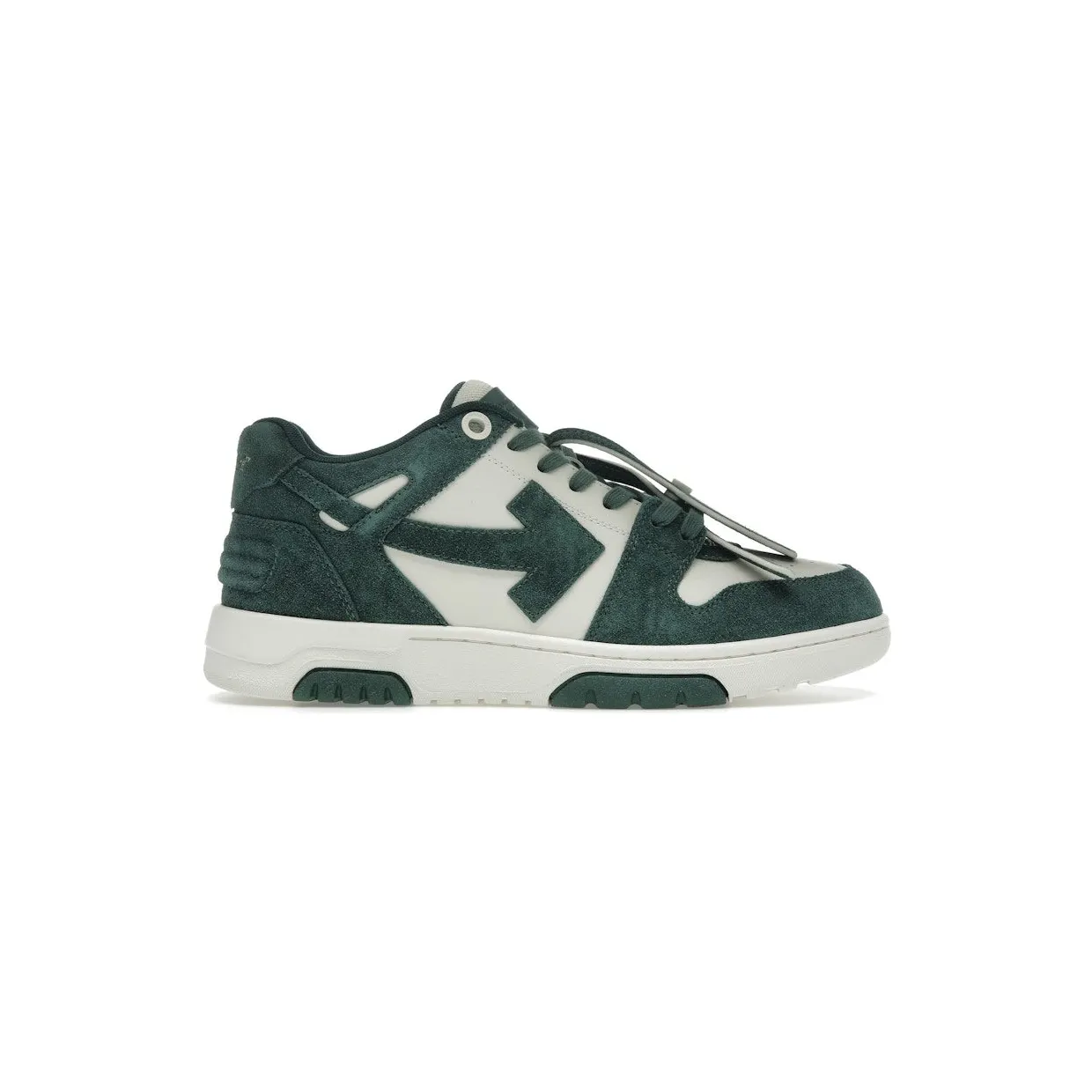 OFF-WHITE Out Of Office “OOO” Low Tops Jet Green Ecru Suede (OMIA189S25LEA0074A6F)