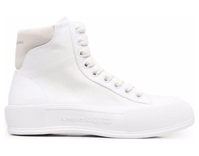 Alexander McQueen Deck Plimsoll High Top Sneaker Optical White (666381W4MV79000)