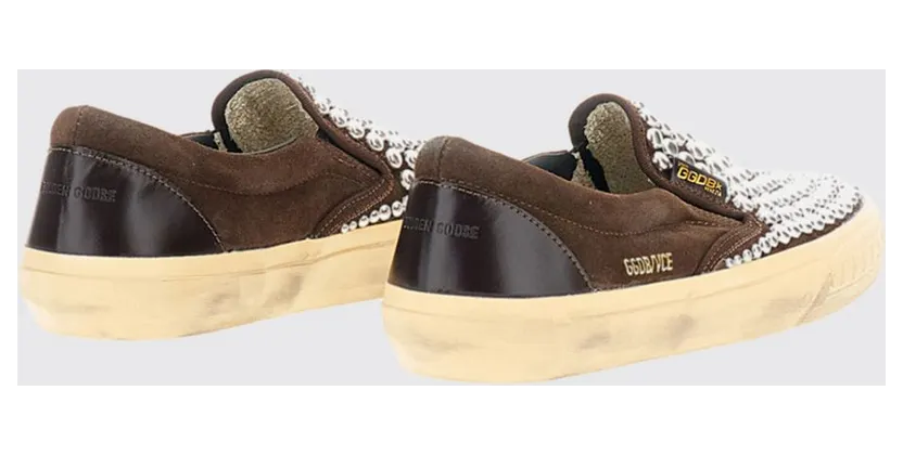 Golden goose Penstar Slip-On Suede Sneakers with Studs and Distressed Effect Brown (GWF00306F00876355381) (2)