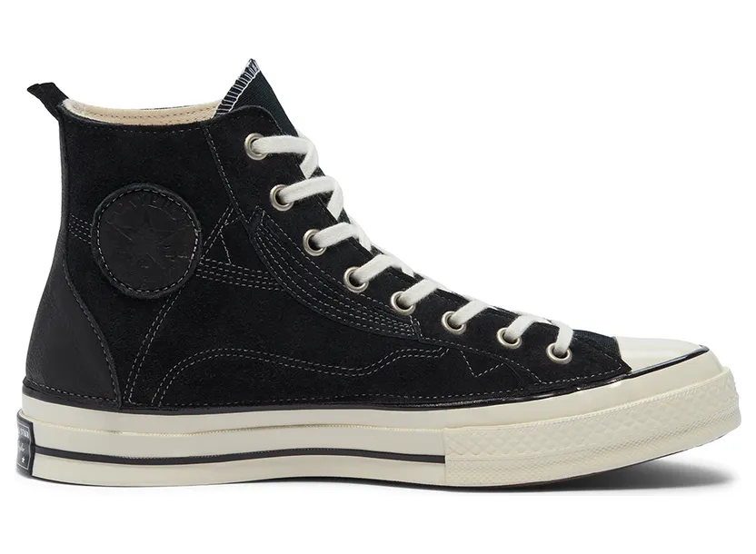Converse Unisex Leather Patchwork Chuck 70 High Top Black Leather Patchwork (169141C)