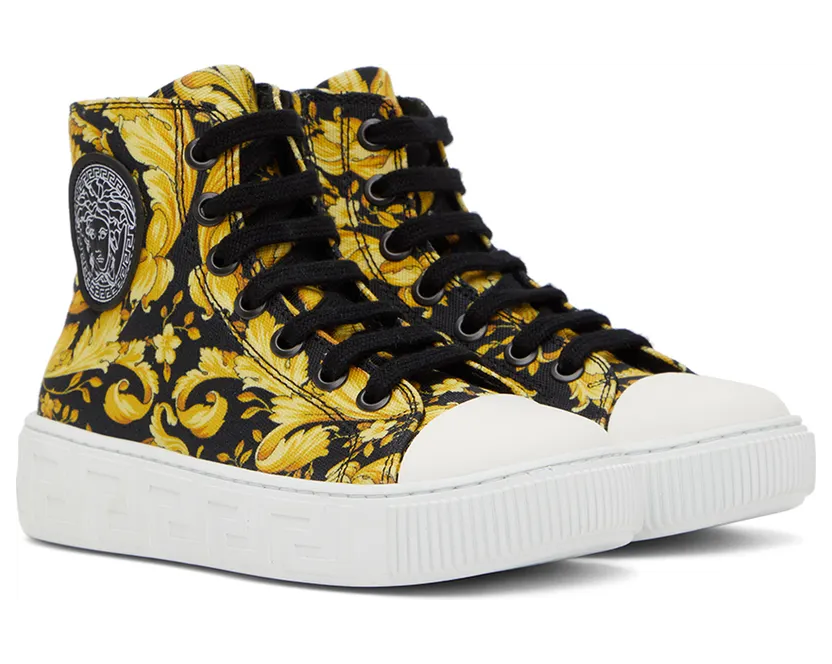 Versace Kids Black & Gold Barocco High Sneakers (10027041A02619) (4)