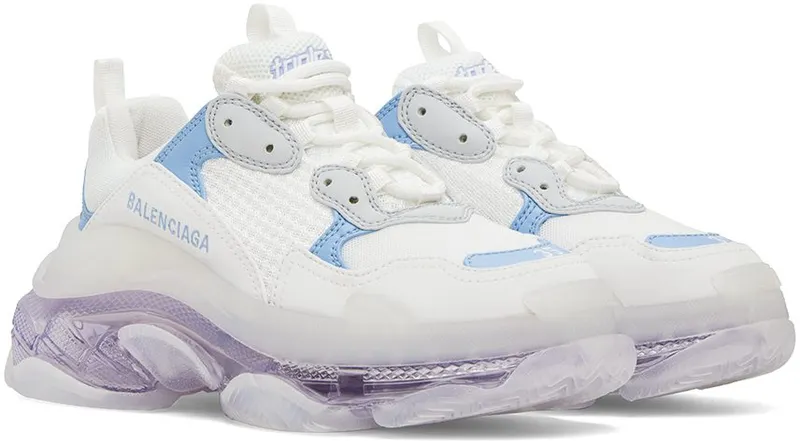 Balenciaga White Triple S 9944 Lg Blu/Grey/Lil (544351 W2GA3)
