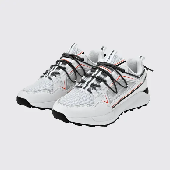 Plein Sport Striped Mesh Low-Top Sneakers with Drawstring Closure and Logo White (UADSUSC0607STE003N01)