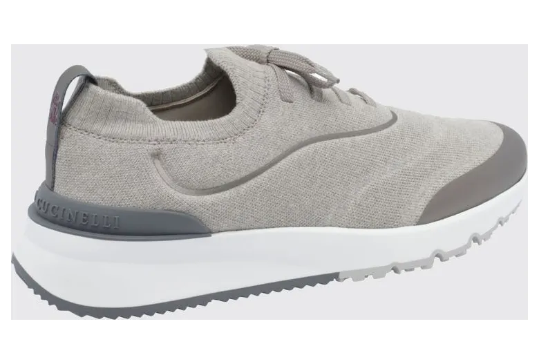 Brunello cucinelli Knit Low-Top Sneakers in Cotton Blend with Elasticated Ankle Beige (MZUAUFO340CEJ23) (2)