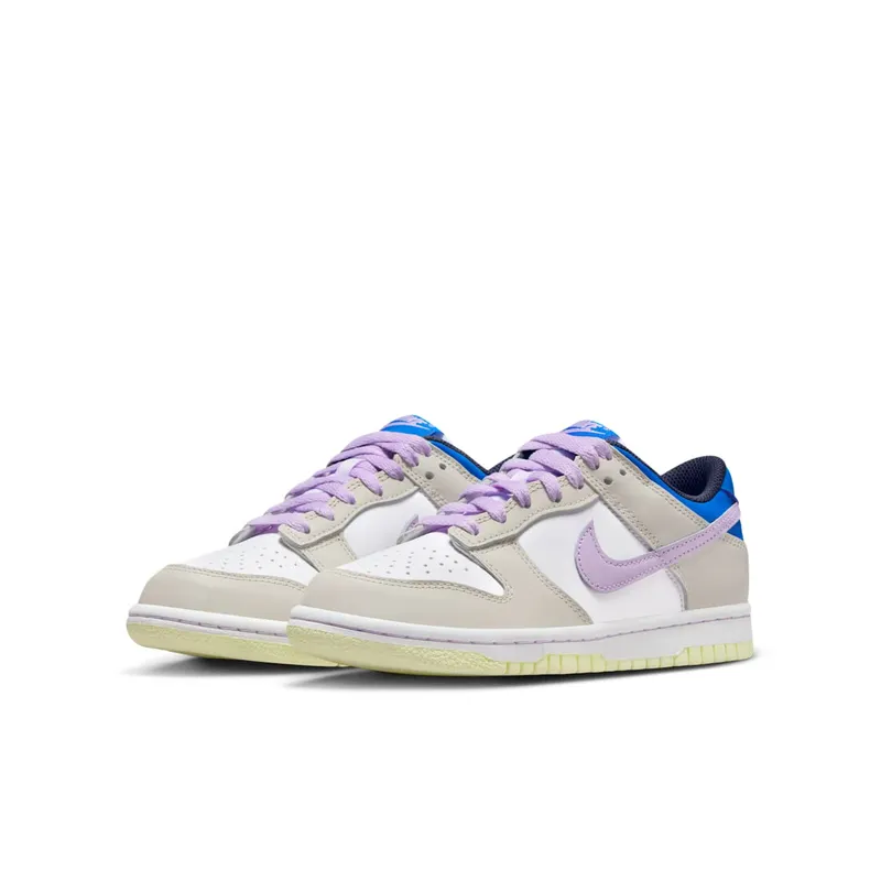 Nike Dunk Low Grade School “Khaki Blue Pink” (FB9109-103)