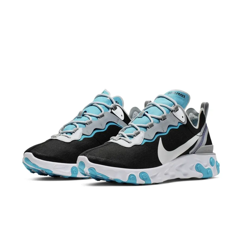 Nike React Element 55 Black Pure Platinum Teal Nebula Black/Pure Platinum-Wolf Grey-Teal Nebula-Voltage Purple-White (BV1507-001)