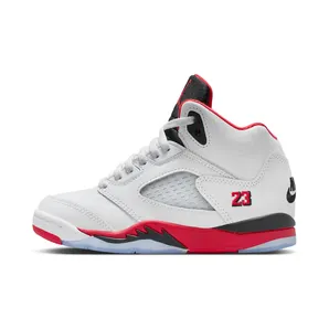 Air Jordan 5 PS Fire Red – Black Tongue (2025) “White / Black / Fire Red” (HQ7979-101)