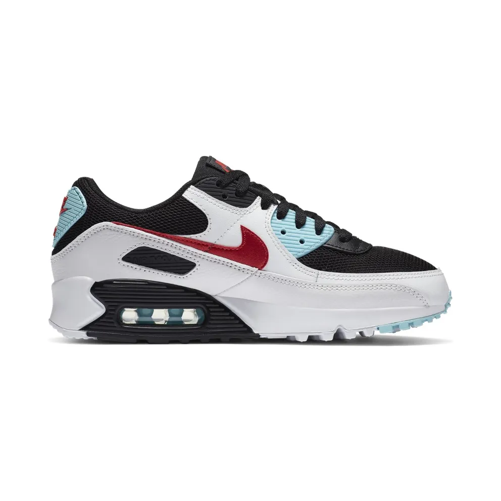 Nike Air Max 90 Aqua Red White Black (W) Summit White/Bleached Aqua-Black-Chile Red (DA4290-100)