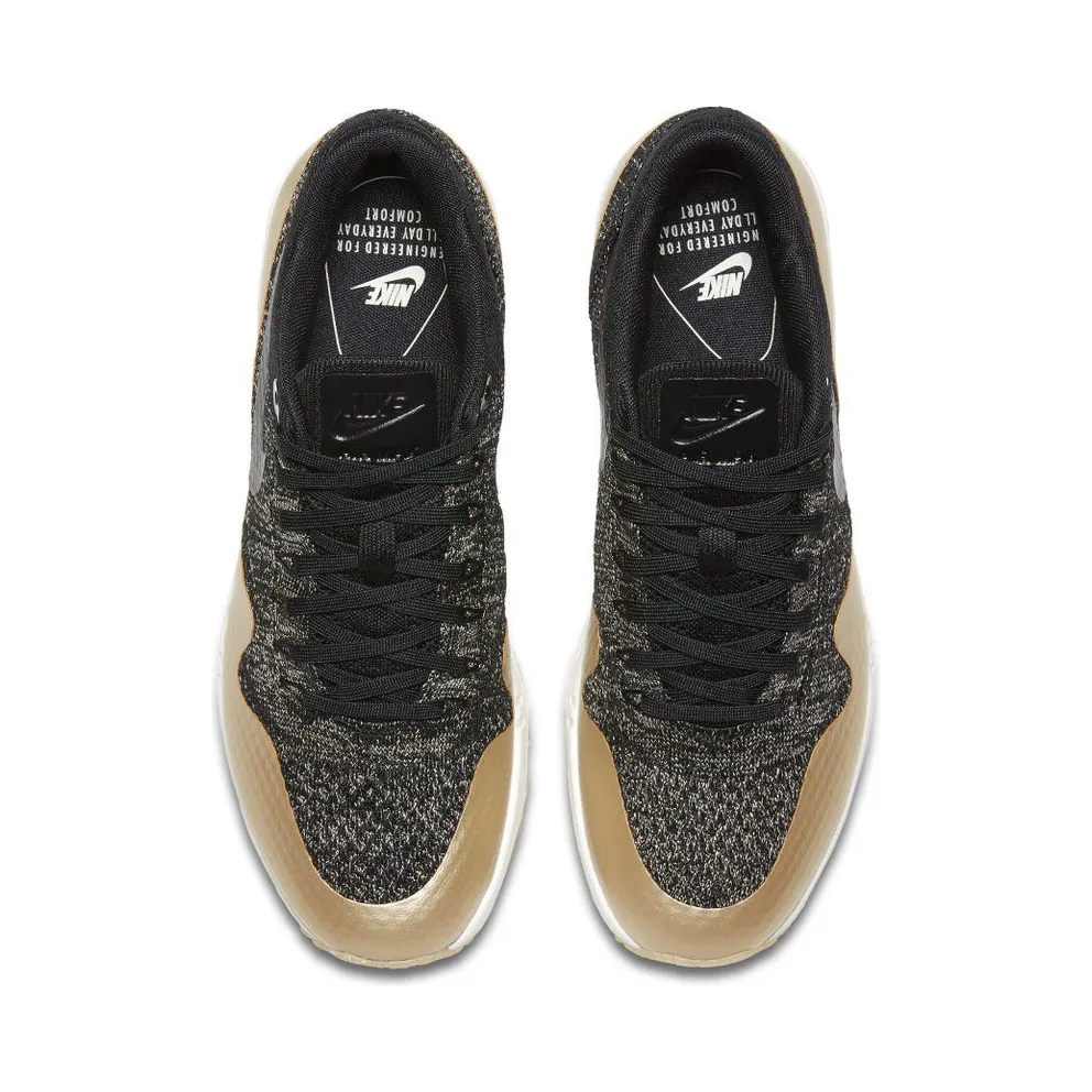 Nike Air Max 1 Ultra Flyknit Metallic Gold (W) Black/Metallic Gold-White (881195-001)