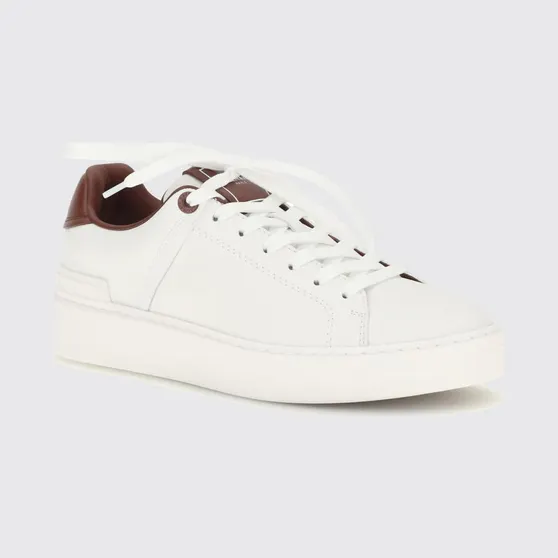Balmain B-Court Smooth Leather Sneakers with Printed Logo White 1 (HN1VI690LVTRGYQ)