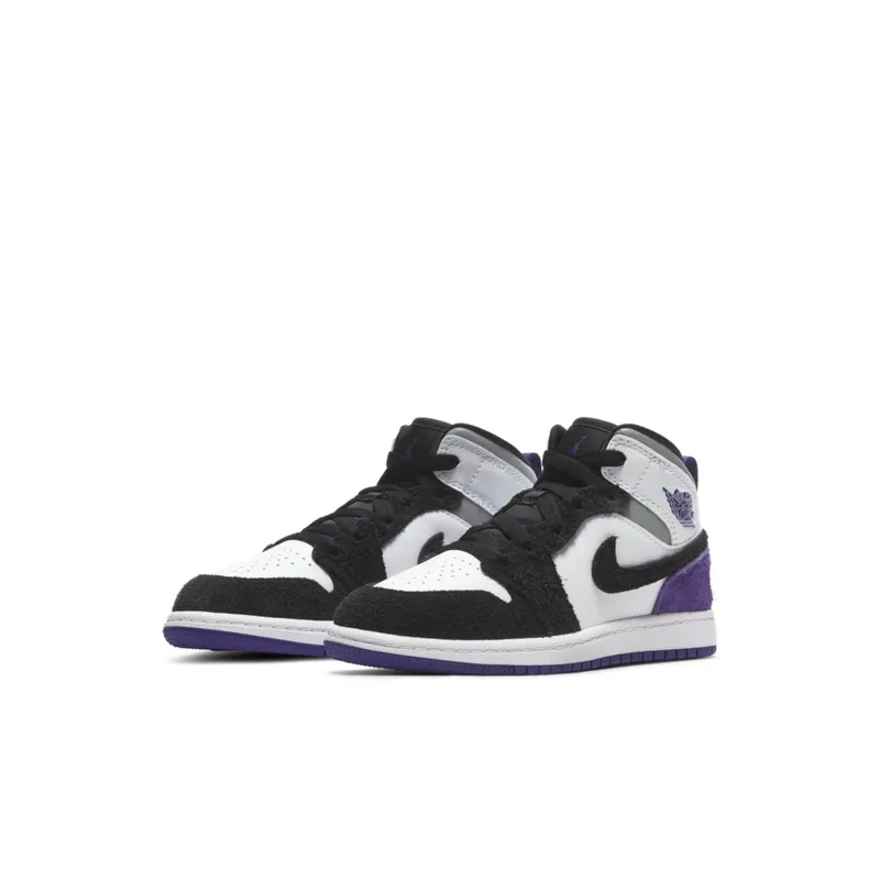 Jordan 1 Mid SE Purple (PS) White/Black-Light Solar Flare Heather-Varsity Purple (BQ6932-105)