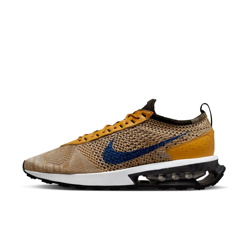 Nike Air Max Flyknit Racer “Elemental Gold / Gold Suede / Black / Hyper Royal” (FD2764-700)