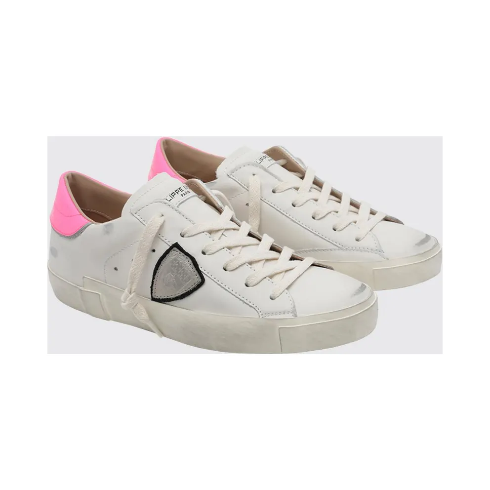 Philippe Model Prsx Bicolour Low-Top Calfskin Trainers with Shield Logo White 4 (PRLDVP24)