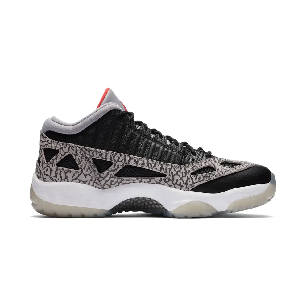 Jordan 11 Retro Low IE Black Cement Black/Fire Red-Cement Grey-White (919712-006)