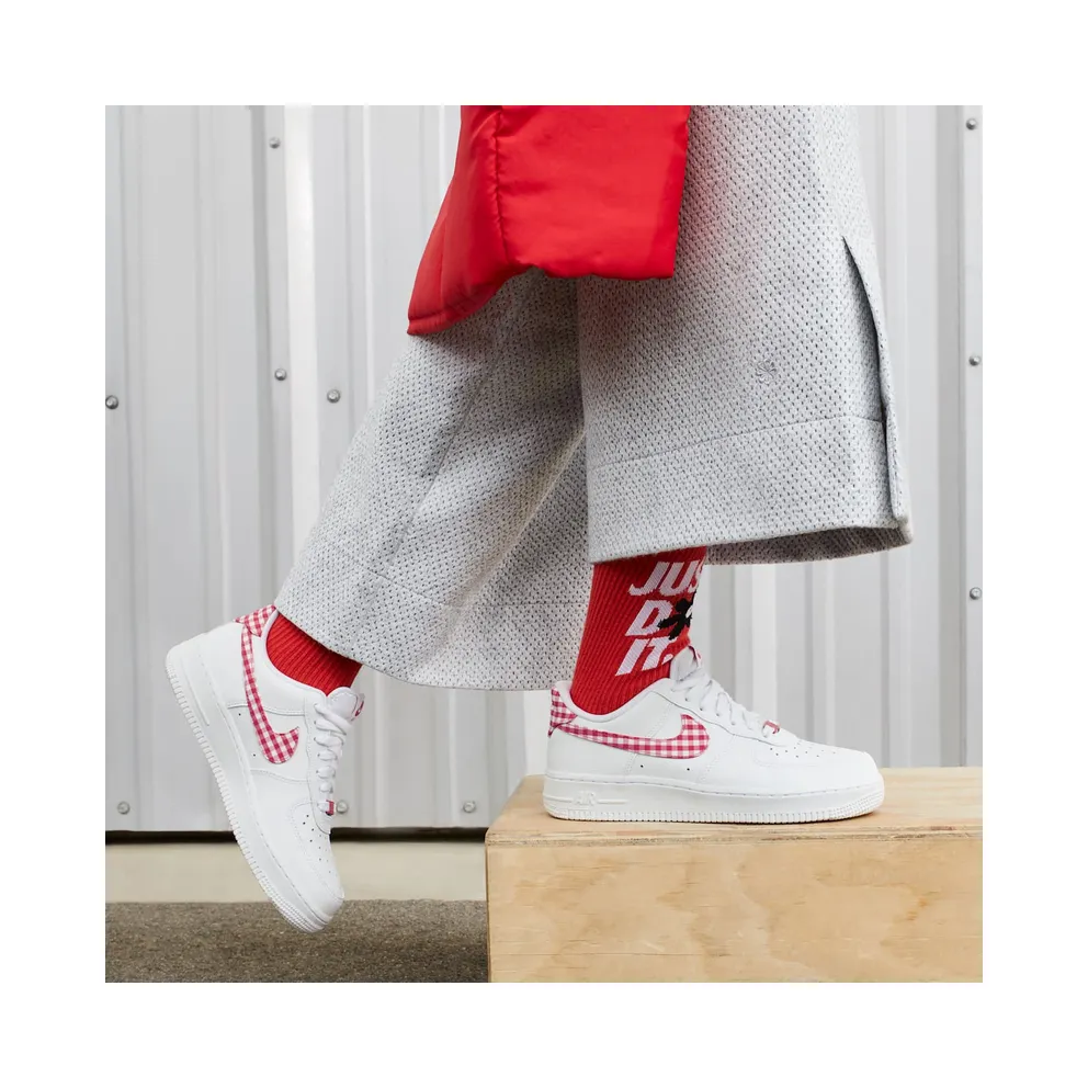 Nike Air Force 1 Low ’07 Essential White Mystic Red Gingham (DZ2784-101)
