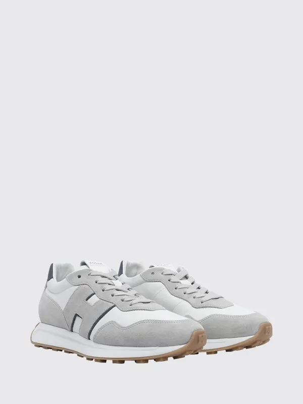 Hogan H601 Smooth and Suede Leather Trainers with Serrated Sole Grey (HXM6010EH41UXB0FDA)