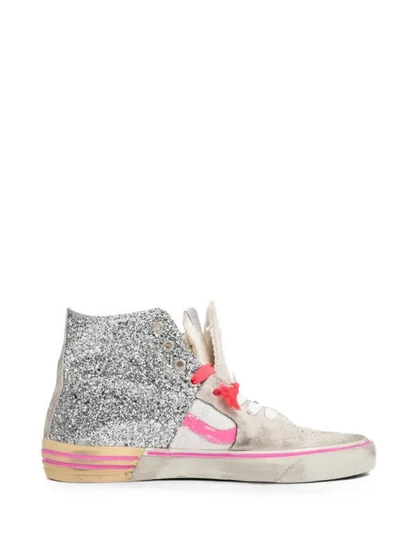 PAUL EASTERLIN High-Top- mit Glitter-Detail – Nude (CS028GTSILVERWHITEFUCSHIA)