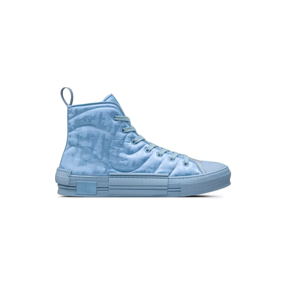 Dior B23 High Top ERL Blue Dior Oblique Mirage Quilted Technical Fabric with Swirl Motif (3SH134ZSW_H565)