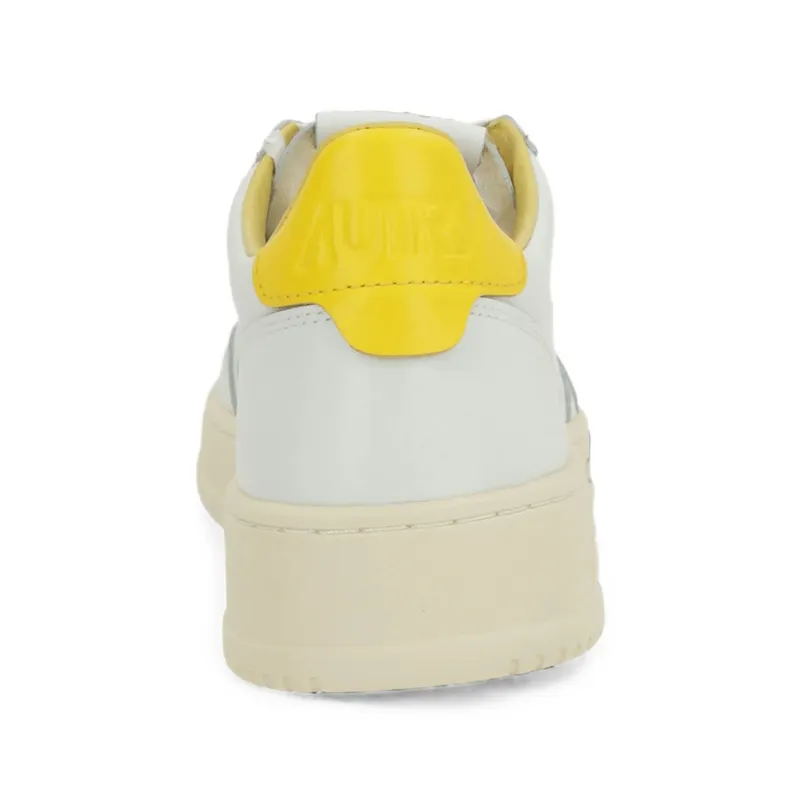 Autry Medalist Perforated Leather “White/Yellow” (AULM ML07)