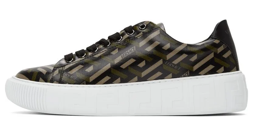 Versace Black & Grey ‘La Greca’ Low-Top Sneakers (DSU8404 1A01726) (3)