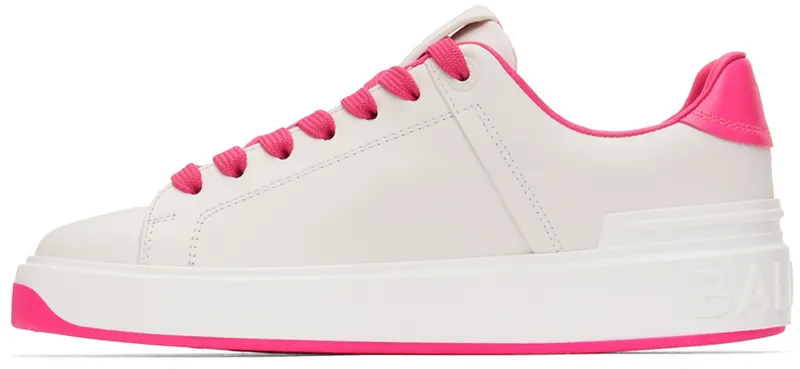 Balmain White & Pink B-Court Sneakers (XN1VI690LVTA)