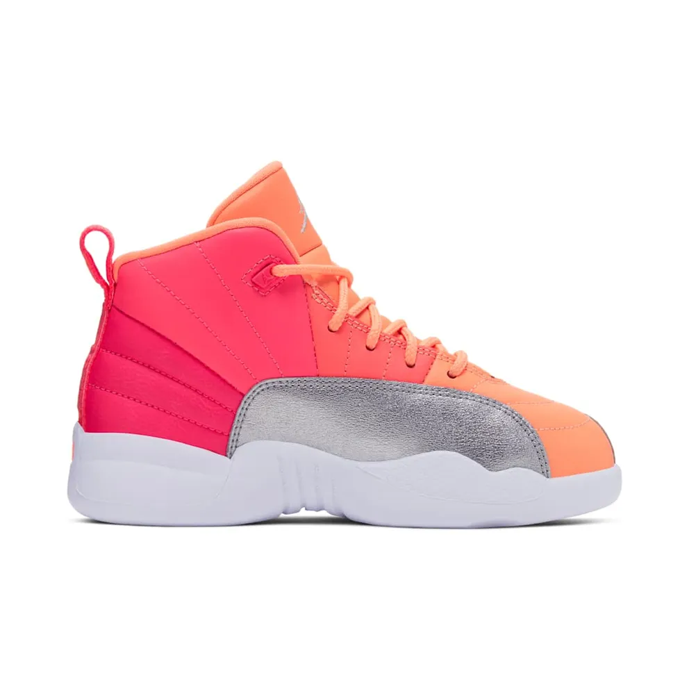 Jordan 12 Retro Sunrise (PS) Racer Pink/White-Hot Punch-Bright Mango-Sunset Pulse-Metallic Silver (510816-601)