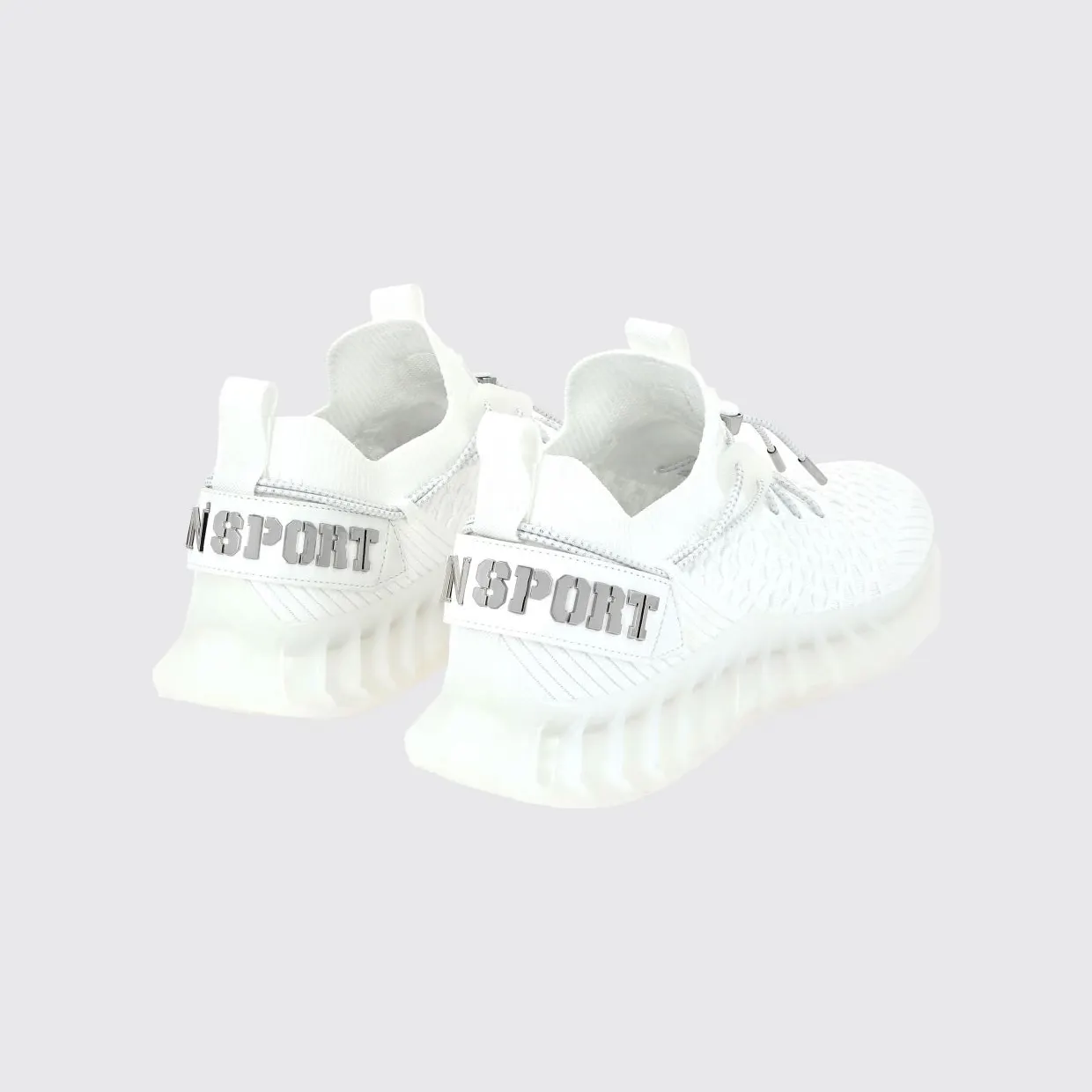 Plein Sport Technical Knit Low-Top Sneakers with Elasticated Ankle and Double Pull Tab White (SADSUSC0520STE003N01) (2)