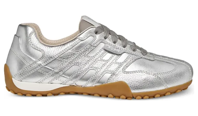 Geox Snake sneakers met metallic afwerking en vlakken – Zilver (D65B0A0BNCR)