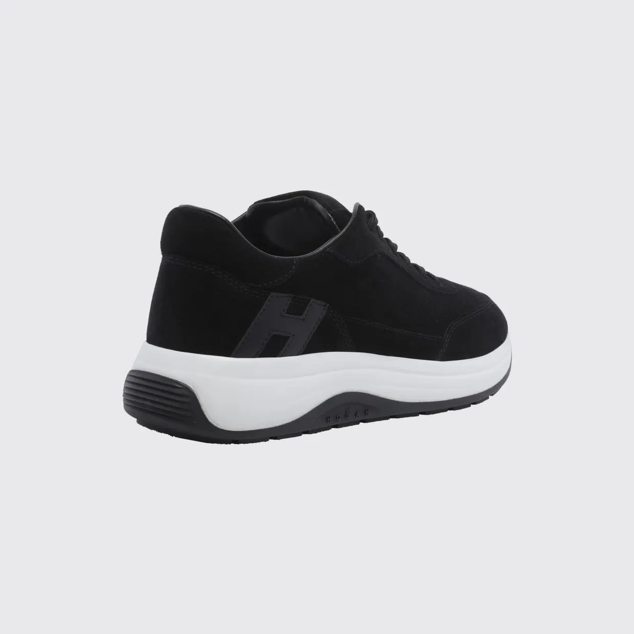 Hogan Hi-Light Suede Calfskin Leather Sneakers with Tone-on-Tone H Logo Black (HXM7190GH50VGGB999) (2)