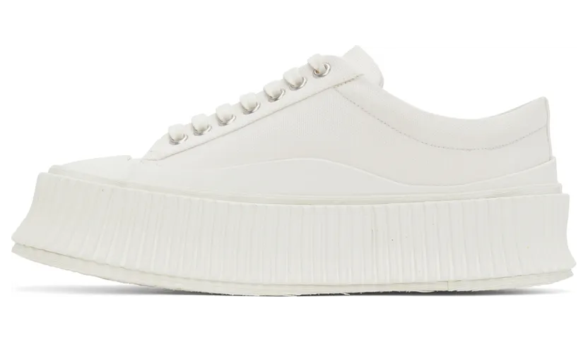 Jil Sander White Canvas Platform Sneakers (JS38133A_15101) (3)