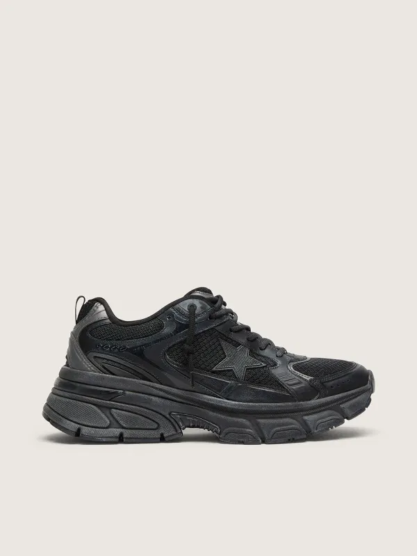 Golden Goose Men’S Lightstar With Black Leather And Mesh Upper And Black Star (GMF00724.F006473.90100)