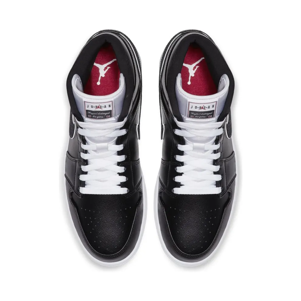 Jordan 1 Mid Maybe I Destroyed The Game Black/Black-White-Gym Red (852542-016)