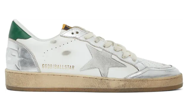 Golden Goose White and Silver Ball Star Sneakers (GMF00117.F000629.8018)