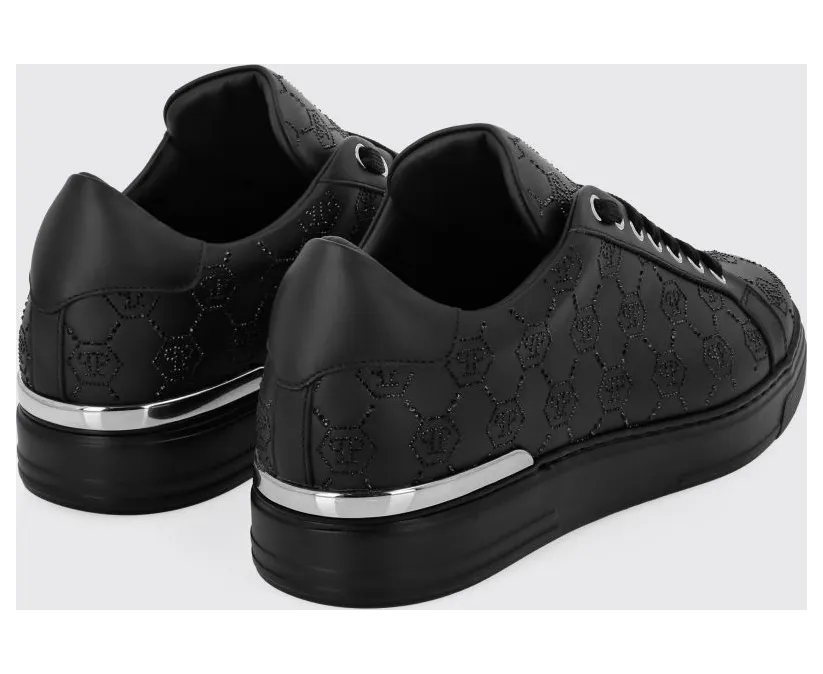 Philipp plein Leather Sneakers with Rhinestone Hexagon Black (AAESUSC0866PLE005N0202) (2)