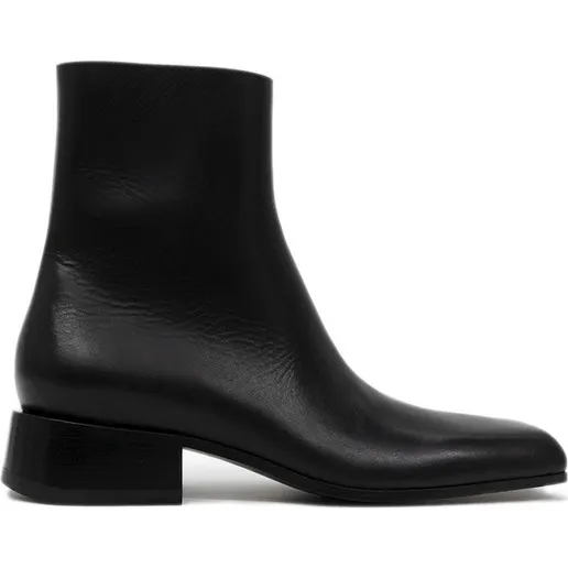 Balenciaga Square Toe Leather Ankle Boot Black (678108WBC301000)