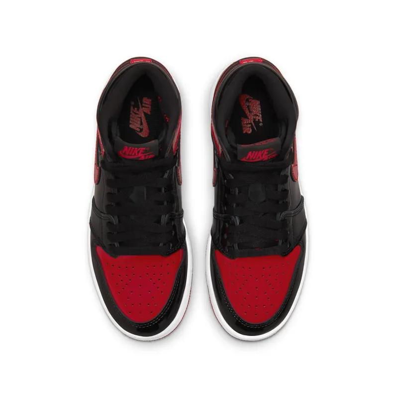Jordan 1 Retro High OG Patent Bred (GS) – “Black / White / Varsity Red” (575441-063)