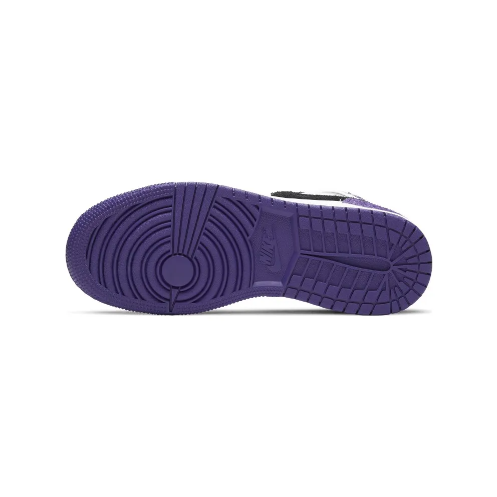 Jordan 1 Mid SE Purple (GS) White/Black-Light Solar Flare Heather-Varsity Purple (BQ6931-105)