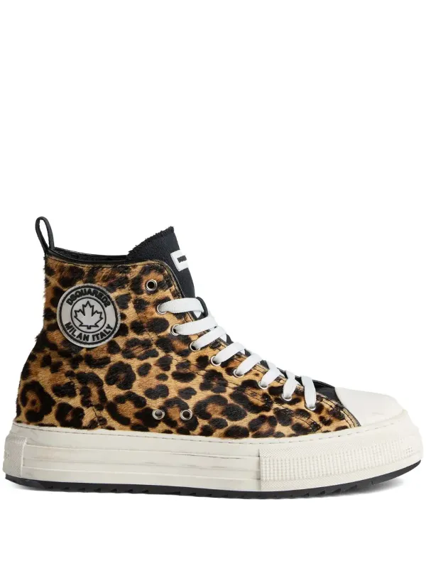 DSQUARED2 High-Top-Sneakers mit Leo-Print – Schwarz (SNM030801506782)