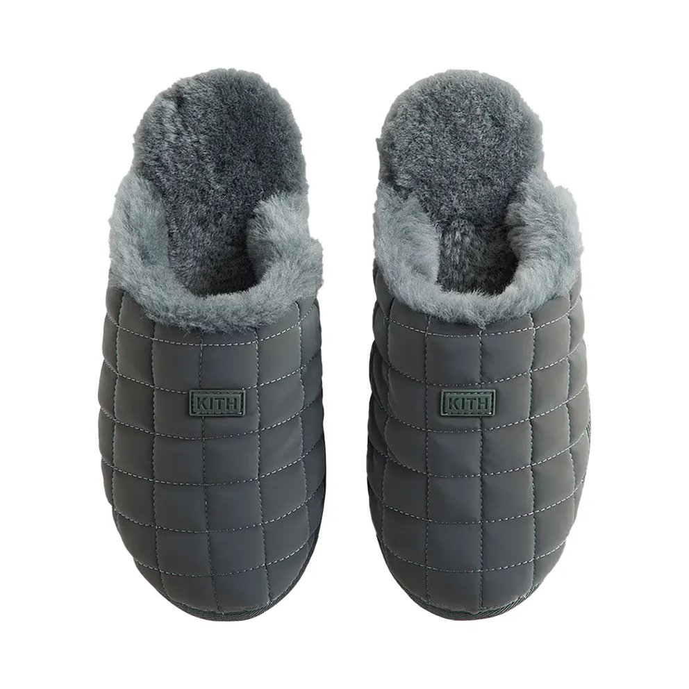 Kithmas Puffed Logo Slides “Machine Grey” (KITH223)