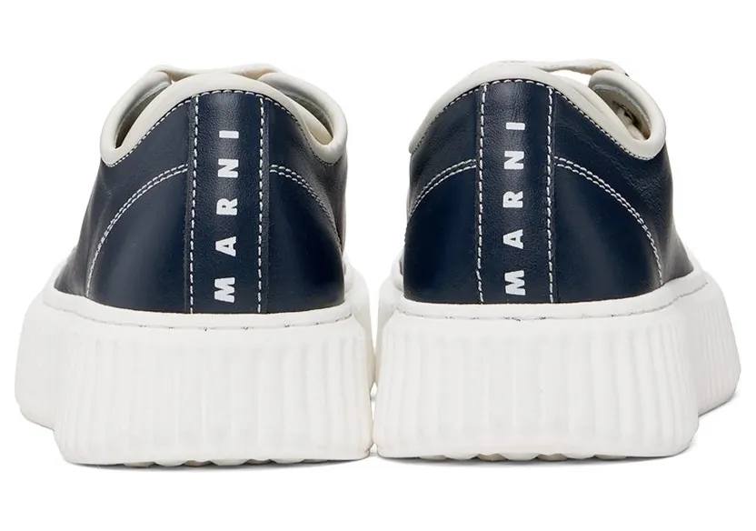 Marni Kids Navy Logo Lace Sneakers (69012) (2)