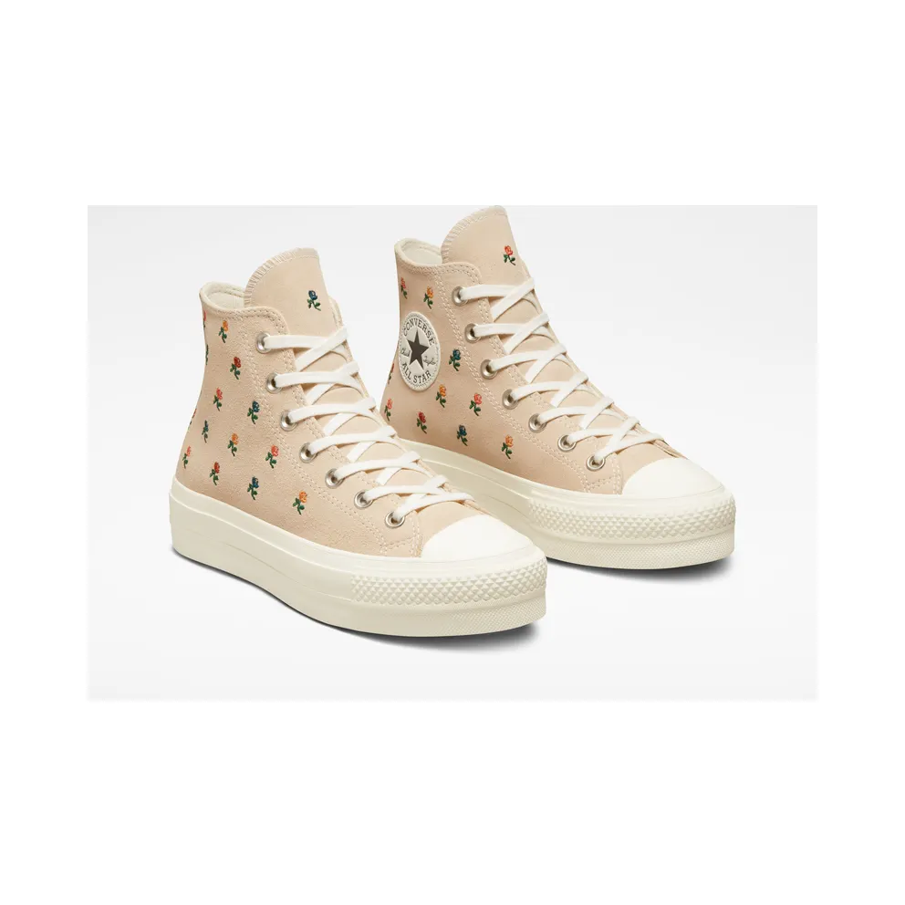 Converse Chuck Taylor All Star Lift Platform Embroidered Roses Farro/egret/midnight Clover