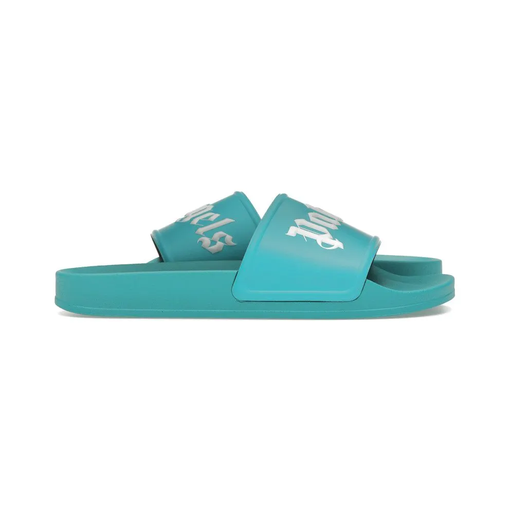 Palm Angels Logo Pool Slides Light Blue (PMIC001S23PLA0014001)